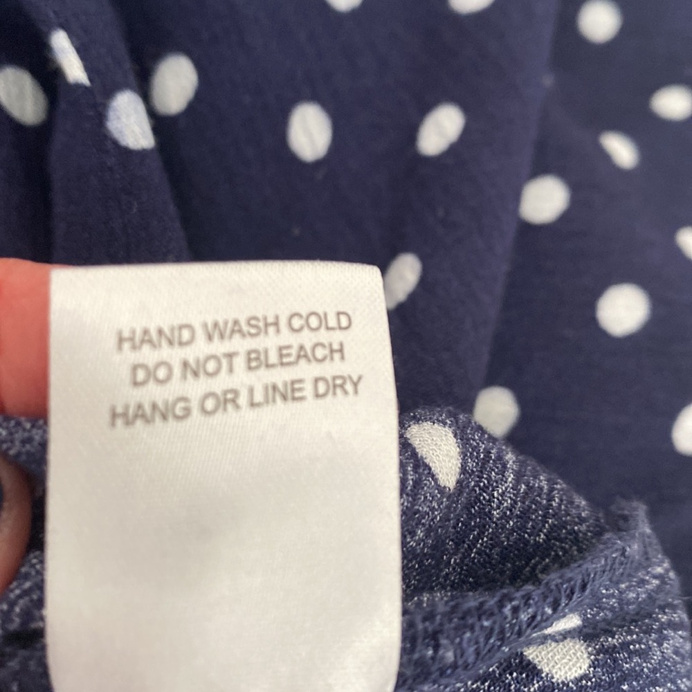 Chloe & Katie ruffled off shoulder blue/white polka dots shirt/blouse. - Picture 11 of 11